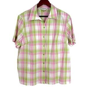 Allison Daley Plus Size 18W Pink Green Pastel Spring Easter Blouse Shirt Top